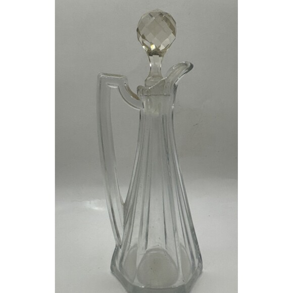 Vintage Set of 6 Clear Glass Cruets with Stoppers oil vinegar  Vtg - Picture 2 of 7